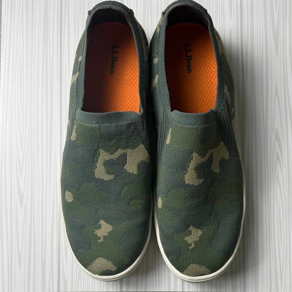 L.L. Bean Green Camo Slip-On Sneakers